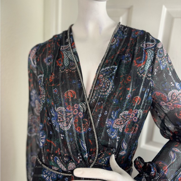 Veronica Beard Kaira Metallic Floral Silk Maxi Dress Size 8 NWT - Picture 10 of 14